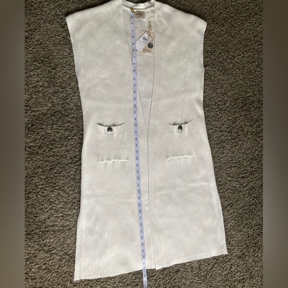 Elie Tahari Long Sleeveless Vest Ivory White Size L NWT - Picture 4 of 12